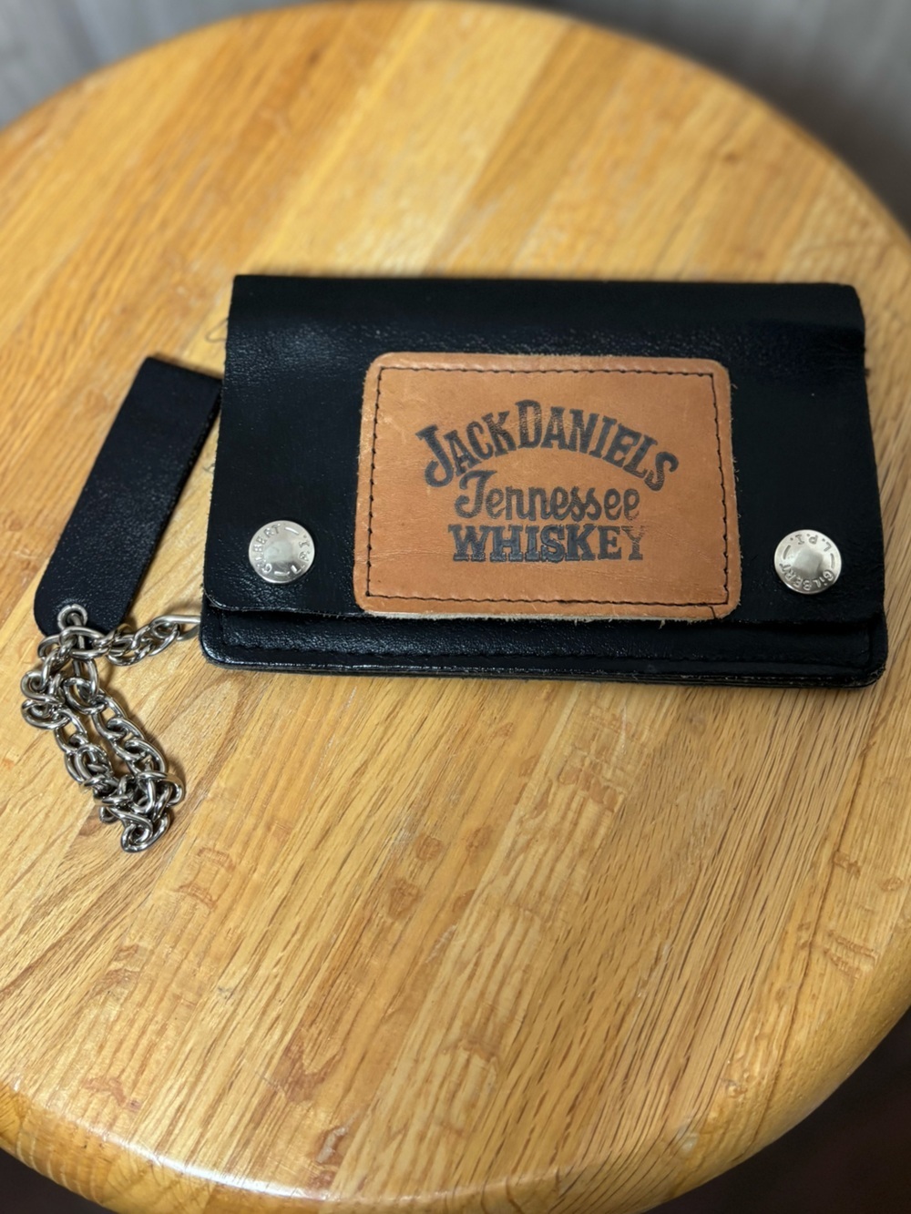 Vintage Gilbert Leather Jack Daniel's Trucker Biker Wallet with Original Chain